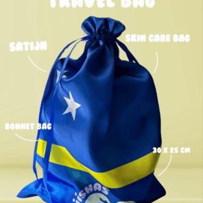 reis-tasje-travel-bag-geschenk-tasje-gift-bag-curacaose-vlag-donker-blauw-geel-witte-sterren-unisex-satijn