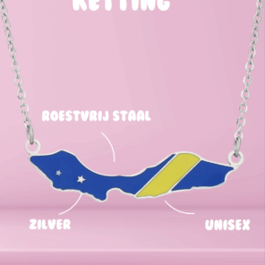 ketting-roestvrij-staal-curacao-landkaart-in-kleuren-vlag-hanger-ketting-sieraden-zilver-unisex