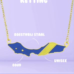 ketting-roestvrij-staal-curacao-landkaart-vlag-kleuren-hanger-ketting-sieraden-goud-unisex